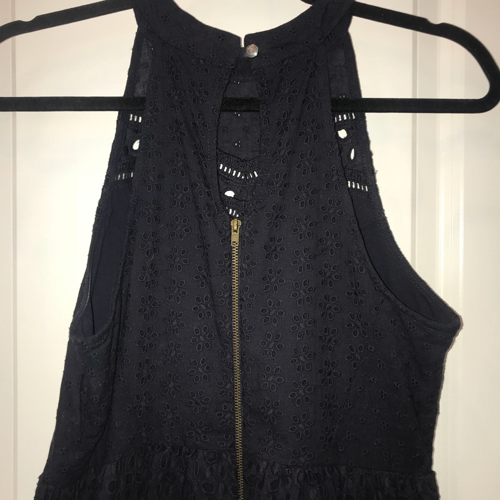 Key whole backed navy blue dress